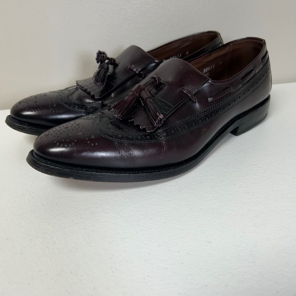 Allen Edmonds Arlington Loafers Mens 9 B Burgundy Wingtip Tassel Kiltie 88411